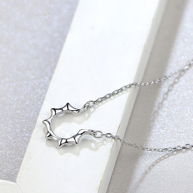 Fashion Silver One Necklace Women's Matching Accessories Simple and Elegant Sun Necklace Silver Extension Chain Jewelry