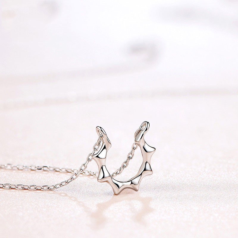 Fashion Silver One Necklace Women's Matching Accessories Simple and Elegant Sun Necklace Silver Extension Chain Jewelry