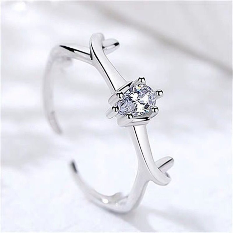 New style antler ring fashion open ring live mouth silver jewelry