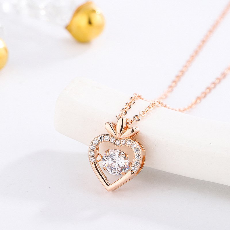 S999 Sterling Silver Love Heart Necklace Female Heart Pendant Simple Beating Heart Necklace Christmas Ornament