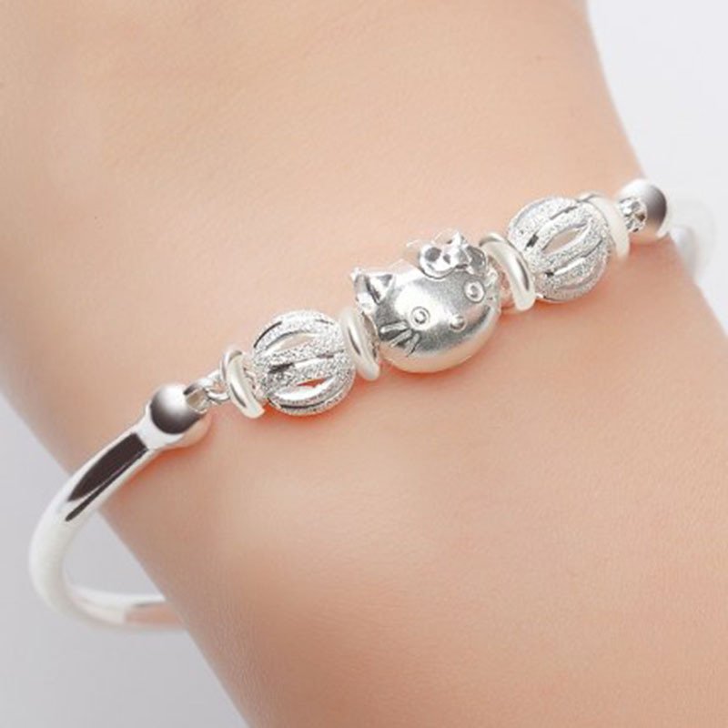 925 silver bracelet hello kitty bracelet female jewelry cute sweet student girlfriends bracelet jewelry personality