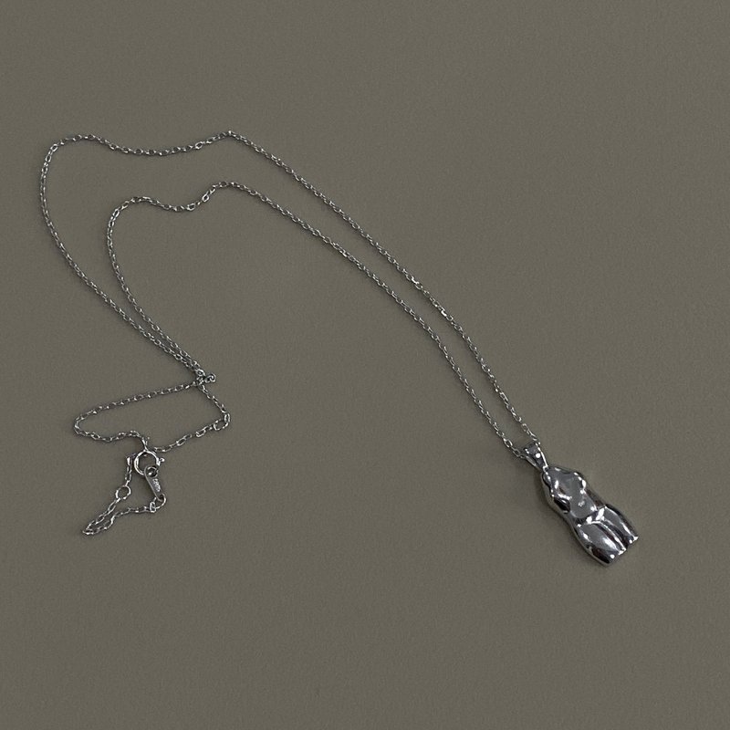 Abstract human body 925 sterling silver necklace niche design cold wind minimalist creative fashion pendant necklace