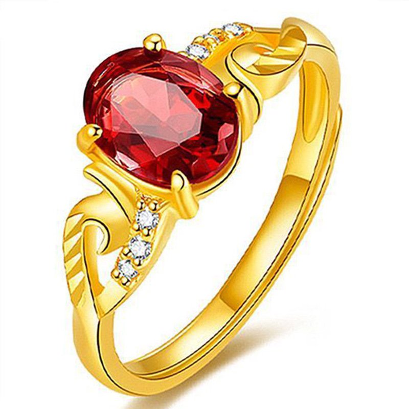 Red garnet ring gold open female ring temperament generous sand gold ruby ??ring hand jewelry