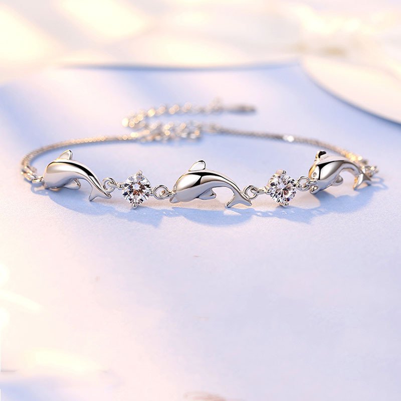 925 silver bracelet female simple personality dolphin student day couple jewelry birthday gift for girlfriend