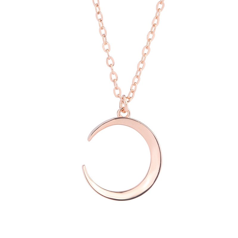 Autumn and winter 999 sterling silver niche design moon necklace women cold temperament crescent clavicle chain necklace